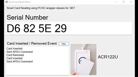 c get smart card serial number|ACR122U Smart Card Reader Demo Using PCSC.